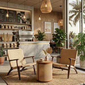 Teak-Macramé-Rope-Lounge-Chair-Cafe