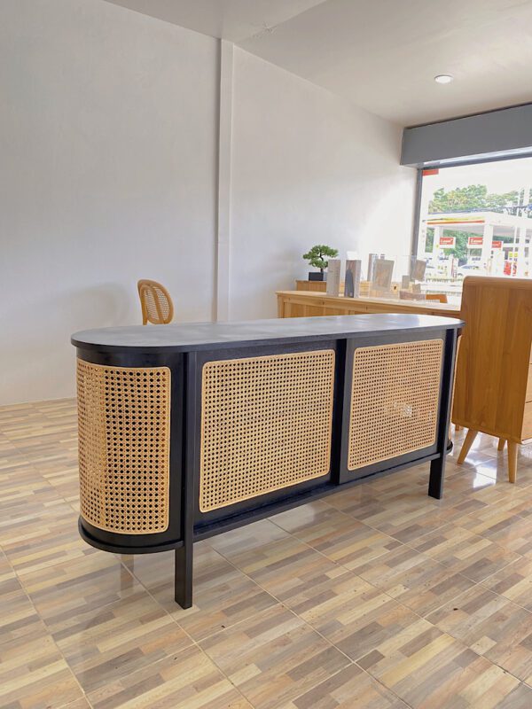 Rattan sideboard black - Curved edges - Image 2