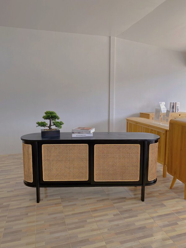 Rattan Sideboard Black