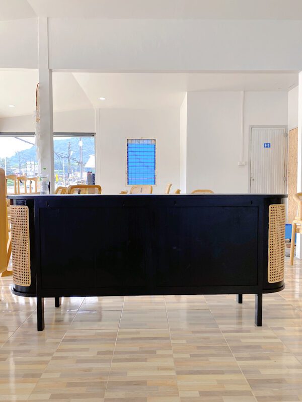 Rattan sideboard black - Curved edges - Image 4